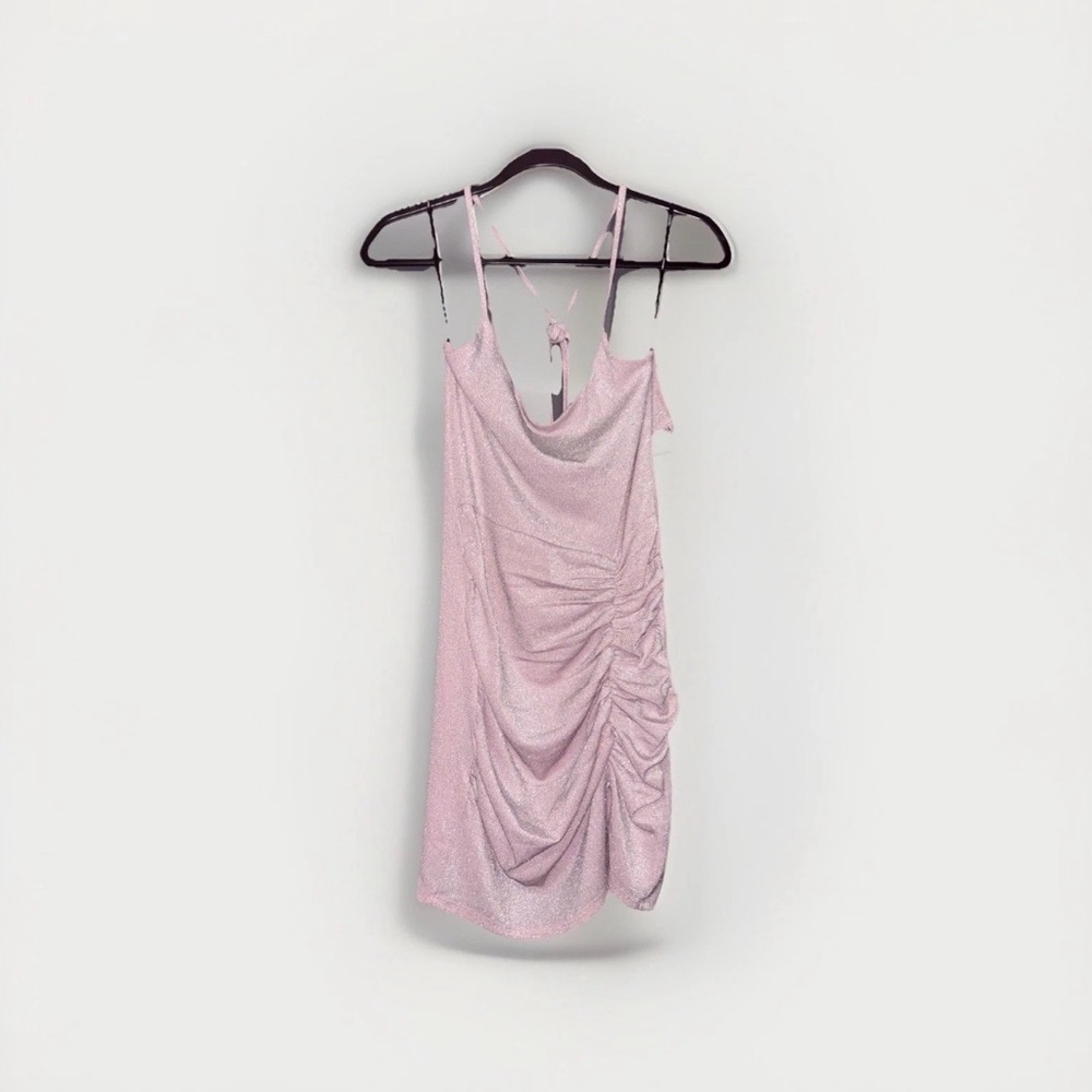 Pink Ruched Mini Dress